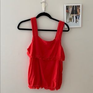 Red fringe tank top